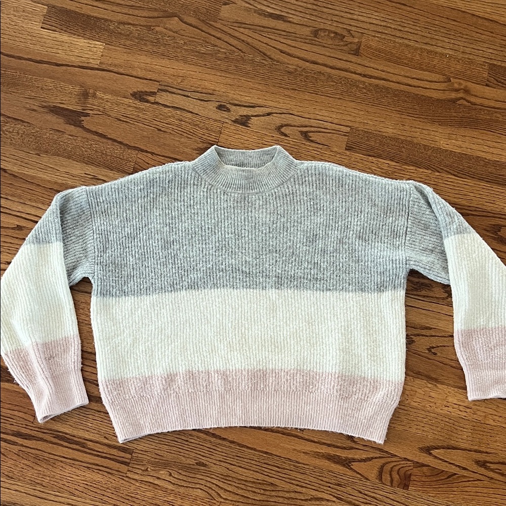 Topshop Gray, White, and Pink Women's Sweater